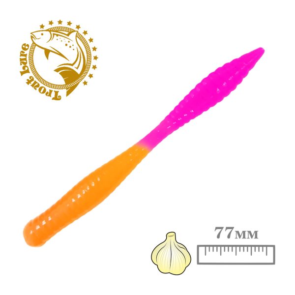 Силикон TROUT LURE (SANSAN) в банке, BEAVER 77, ЧЕСНОК, COL. 26 (Orange-Pink), (10шт)