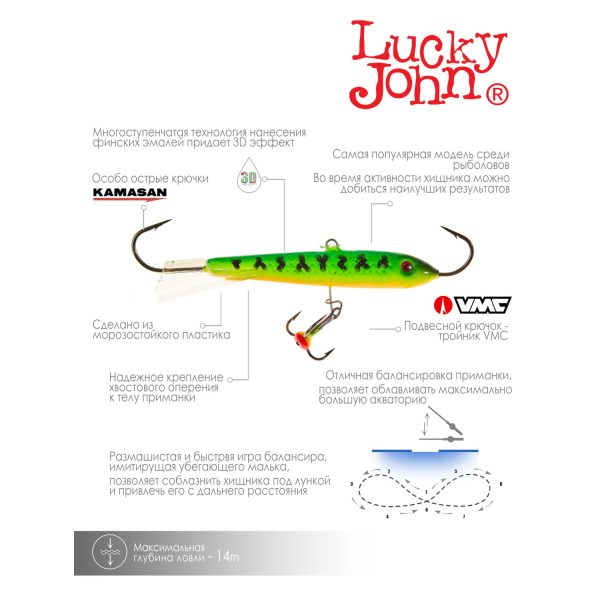 Балансир Lucky John CLASSIC 8 с тр. 80мм/20 — изображение 4