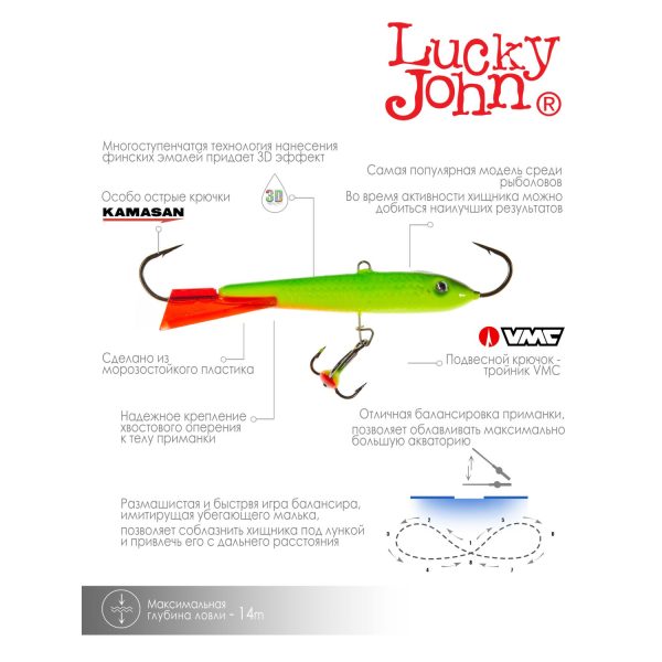Балансир Lucky John CLASSIC 8 с тр. 80мм/26RT — изображение 4