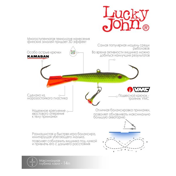 Балансир Lucky John CLASSIC 8 с тр. 80мм/31RT — изображение 4