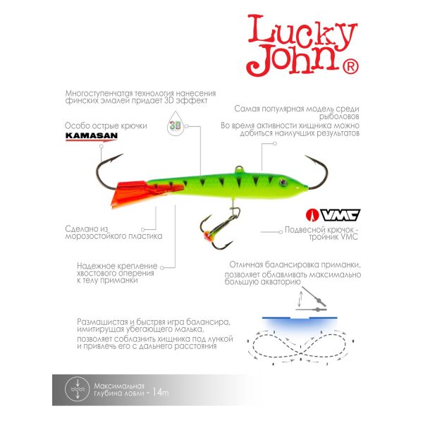 Балансир Lucky John CLASSIC 8 с тр. 80мм/36RT — изображение 4