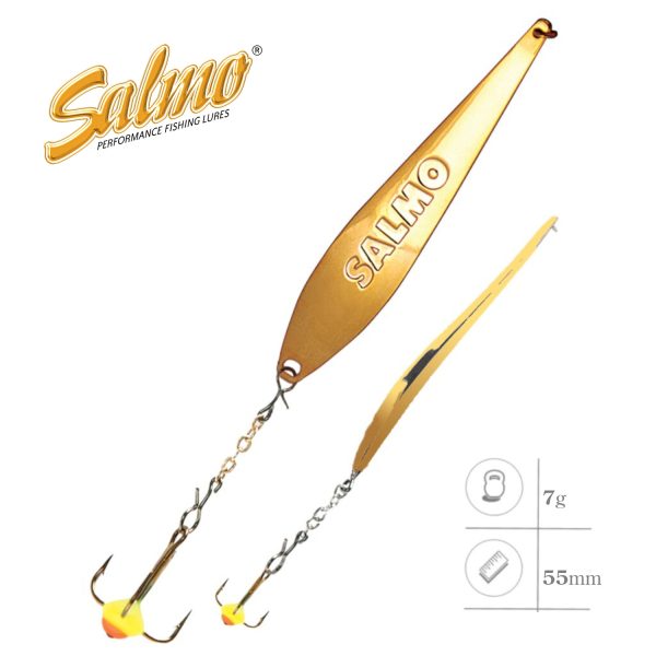 Блесна вертикальная зимняя SALMO S-3-Z с цепочкой и тройником 7.0г G