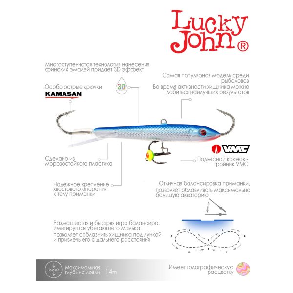 Балансир Lucky John CLASSIC 8 с тр. 80мм/15H — изображение 4