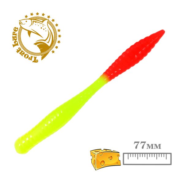 Силикон TROUT LURE (SANSAN) в банке, BEAVER 77, СЫР, COL. 27 (Lemon-Red), (10шт)