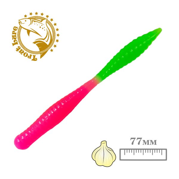 Силикон TROUT LURE (SANSAN) в банке, BEAVER 77, ЧЕСНОК, COL. 33 (Pink-Green), (10шт)