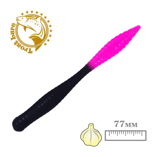 Силикон TROUT LURE (SANSAN) в банке, BEAVER 77, ЧЕСНОК, COL. 17 (Black-Pink), (10шт)