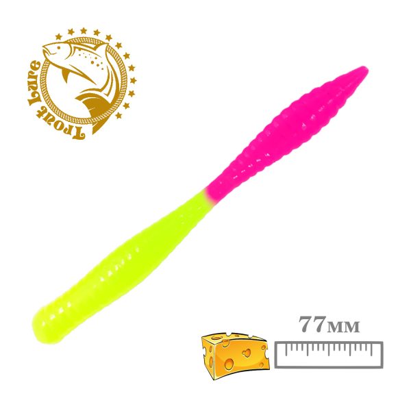 Силикон TROUT LURE (SANSAN) в банке, BEAVER 77, СЫР, COL. 30 (Lemon-Pink), (10шт)