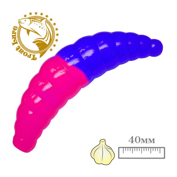 Силикон TROUT LURE (SANSAN) в банке, MAGGOT 40, ЧЕСНОК, COL. 31 (Pink-Blue), (10шт)