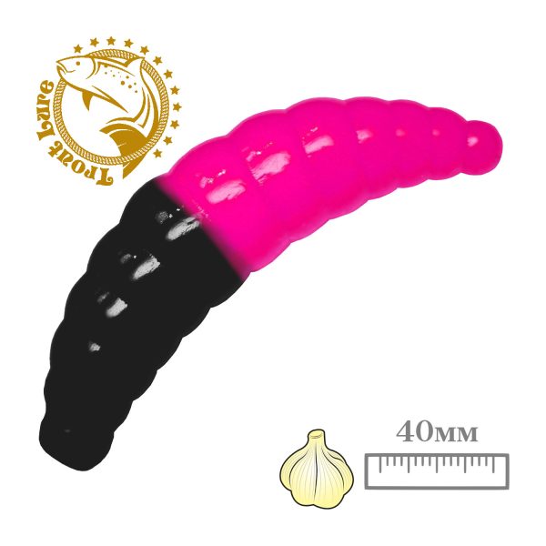 Силикон TROUT LURE (SANSAN) в банке, MAGGOT 40, ЧЕСНОК, COL. 17 (Black-Pink), (10шт)