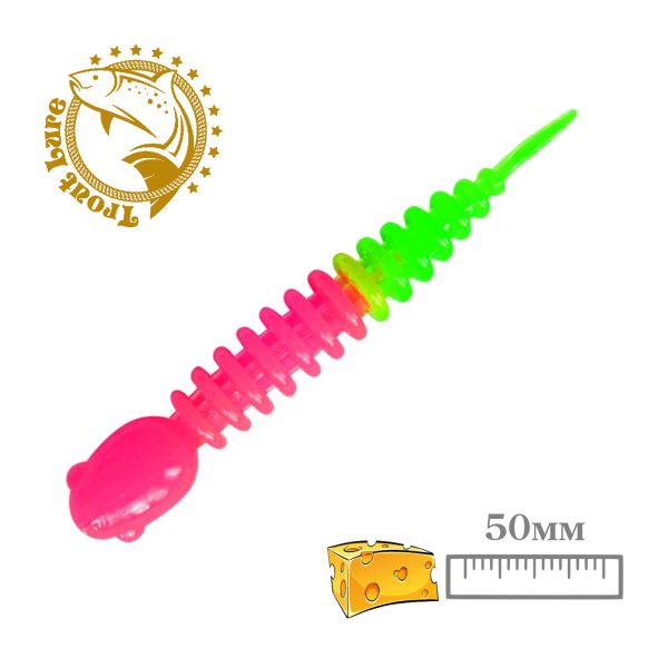 Силикон TROUT LURE (SANSAN) в банке, COLOVASTIK 50, СЫР, COL. 33 (Pink-Green), (12шт)