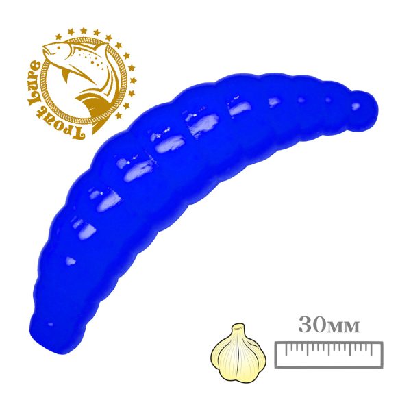 Силикон TROUT LURE (SANSAN) в банке, MAGGOT 30, ЧЕСНОК, COL. 51 (Blue-Голубой), (12шт)