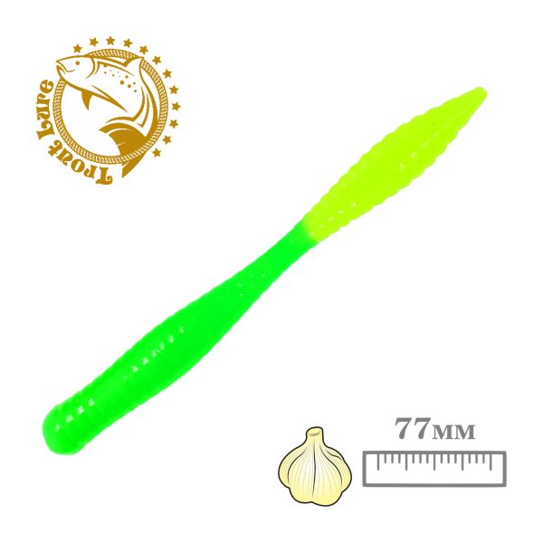 Силикон TROUT LURE (SANSAN) в банке, BEAVER 77, ЧЕСНОК, COL. 28 (Lemon-Green), (10шт)