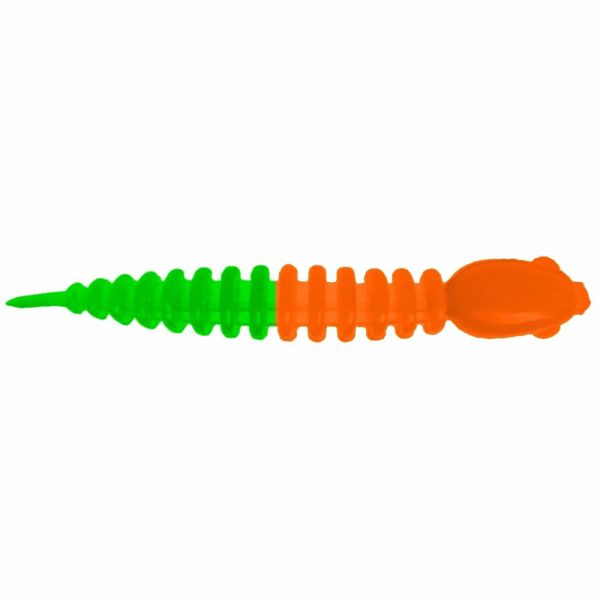 Силиконовая приманка Trout Bait Chub 85 (Головастик) цвет:Оранжевый-Зеленый / запах:Чеснок