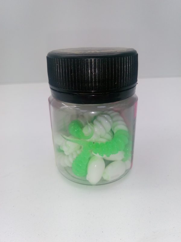 Силиконовая приманка Trout Bait Chub 65 (Головастик) цвет:Белый-Зеленый / запах:Сыр