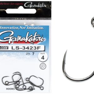 Крючки Gamakatsu LS-3423F (Большое ушко ВЕРТИКАЛЬНОЕ) NEW LABEL HOOKS BLACK разм. 04, 7шт.
