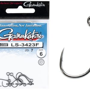 Крючки Gamakatsu LS-3423F (Большое ушко ВЕРТИКАЛЬНОЕ) NEW LABEL HOOKS BLACK разм. 06, 7шт.