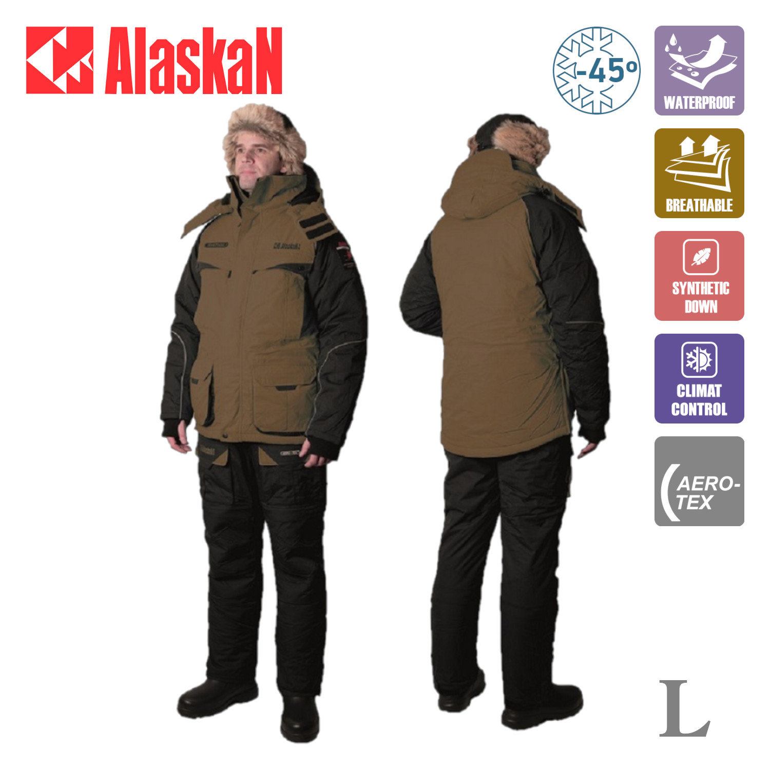 Костюм зимний Alaskan NewPolarM xаки L (куртка+полукомбинезон)