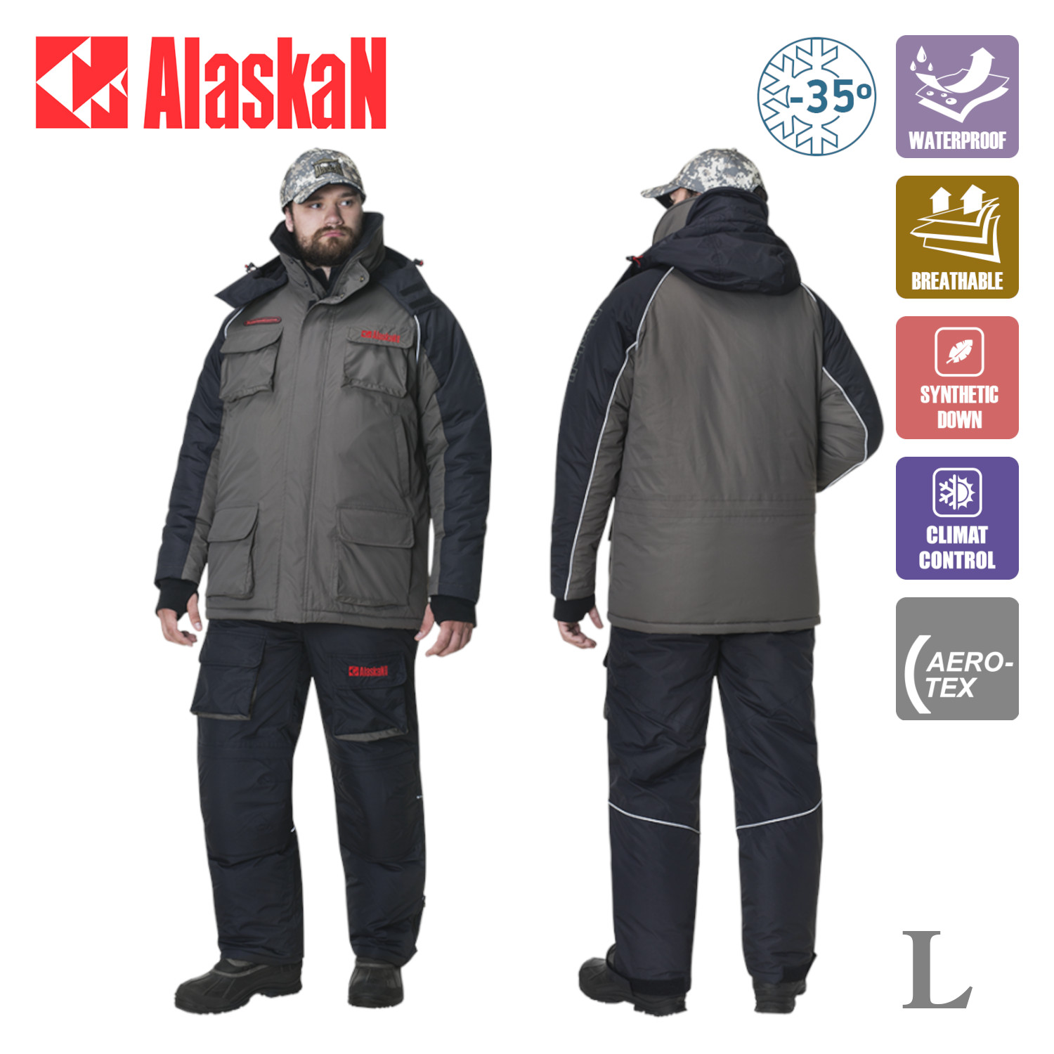 Костюм зимний Alaskan Russian Mission Хаки/Черный L (куртка+полукомбинезон)
