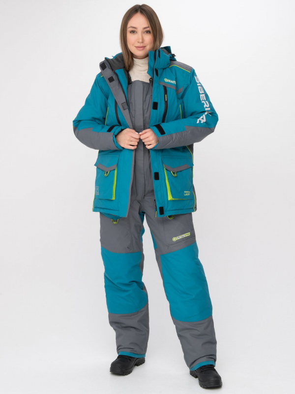 Костюм зимний Женский Siberia Lady ткань Breathable цвет Бирюза/Серый (Размер: 52-54, Рост: 170-176)